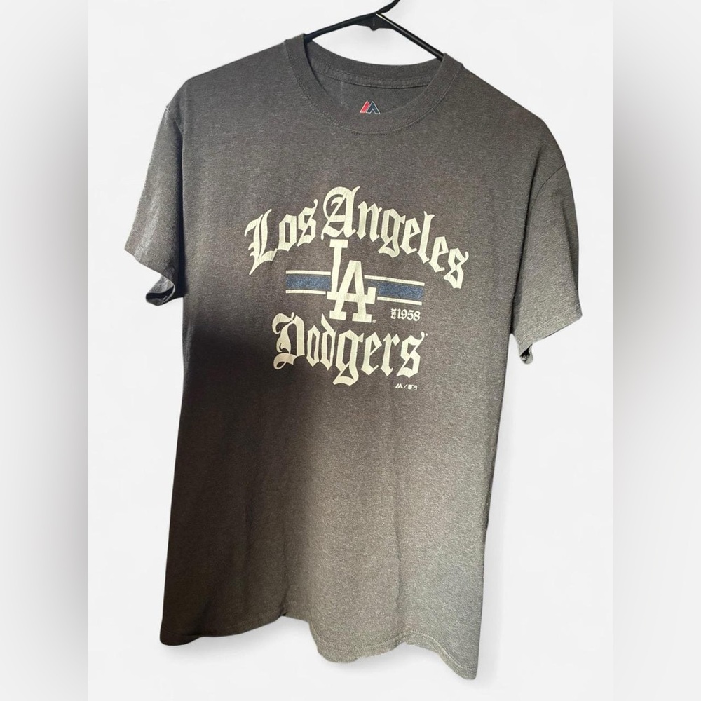 MLB Majestic Gray Los Angeles Dodgers Short Sleeve Tee